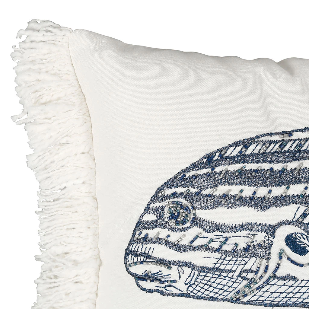 Housse De Coussin En Coton Poisson Bleu Marine 50x30cm - Bord De Mer 6 Housse De Coussin En Coton Poisson Bleu Marine 50x30cm - Bord De Mer – Image 4