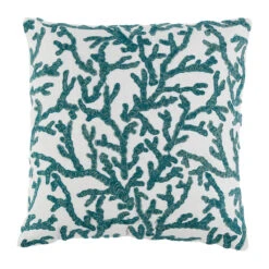 Housse De Coussin En Coton Turquoise Corail 45x45cm - Estran