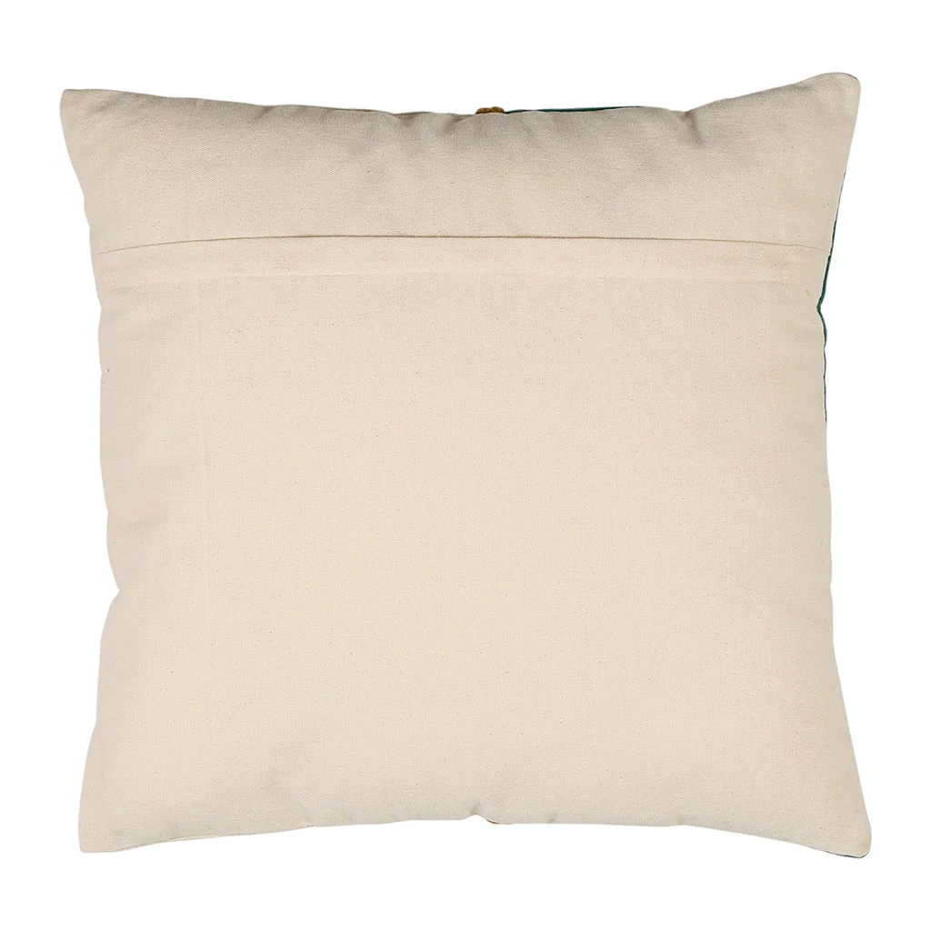 Housse De Coussin En Velours Coton émeraude Et écru 45x45cm - Neo 4 Housse De Coussin En Velours Coton émeraude Et écru 45x45cm - Neo – Image 2