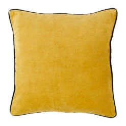 Housse De Coussin En Velours De Coton Moutarde 45x45cm - Velvetin