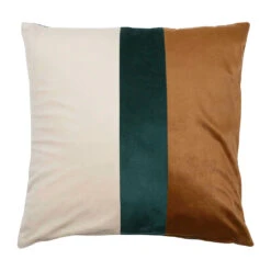 Housse De Coussin En Velours émeraude Et Camel 45x45cm - Mocoa