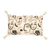 Housse De Coussin Rectangulaire Visage Brodée écru, Brun Et Noir 50x30cm - Terre Brulée
