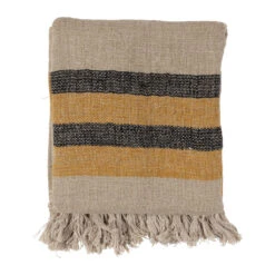 Jeté De Lit En Lin Safran 170x130cm - Hemlin