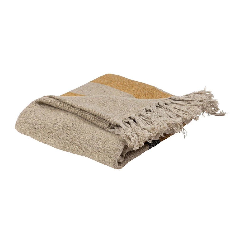 Jeté De Lit En Lin Safran 170x130cm - Hemlin 4 Jeté De Lit En Lin Safran 170x130cm - Hemlin – Image 2