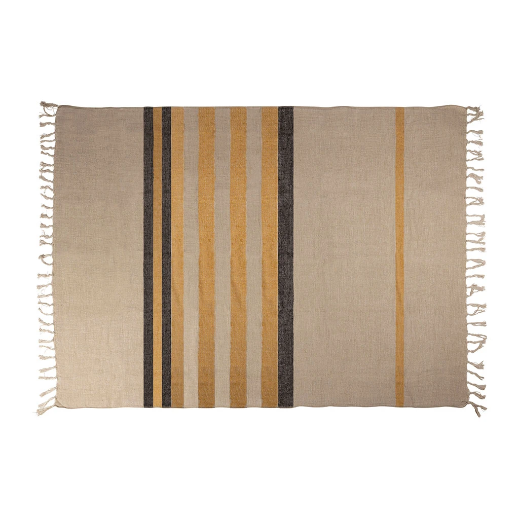 Jeté De Lit En Lin Safran 170x130cm - Hemlin 5 Jeté De Lit En Lin Safran 170x130cm - Hemlin – Image 3