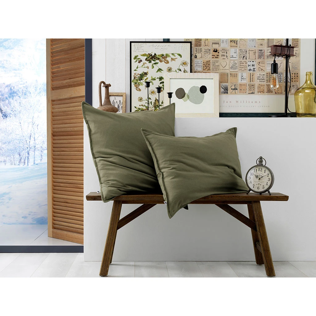 Taie D'oreiller En Flanelle Romarin 63x63cm - Candice 4 Taie D'oreiller En Flanelle Romarin 63x63cm - Candice – Image 2