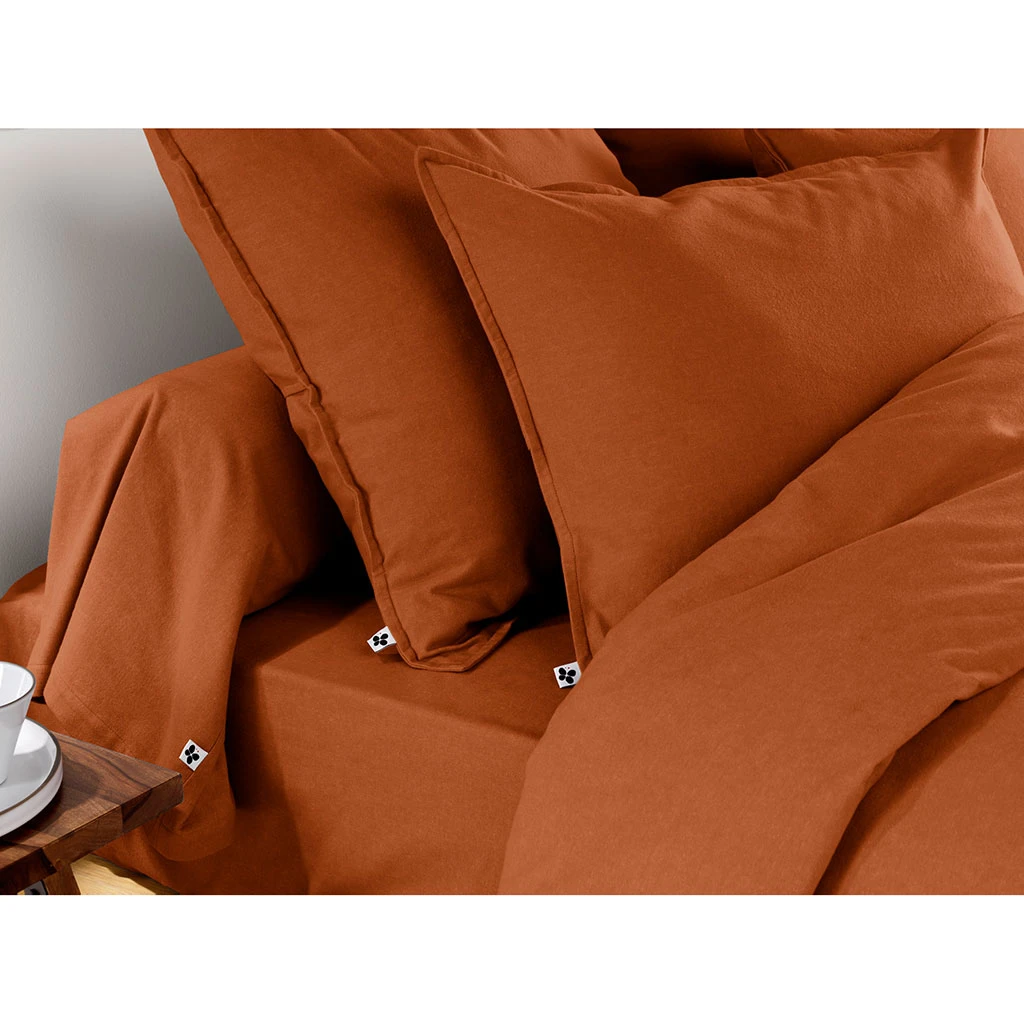 Taie D'oreiller En Flanelle Tomette 63x63cm - Candice 5 Taie D'oreiller En Flanelle Tomette 63x63cm - Candice – Image 3