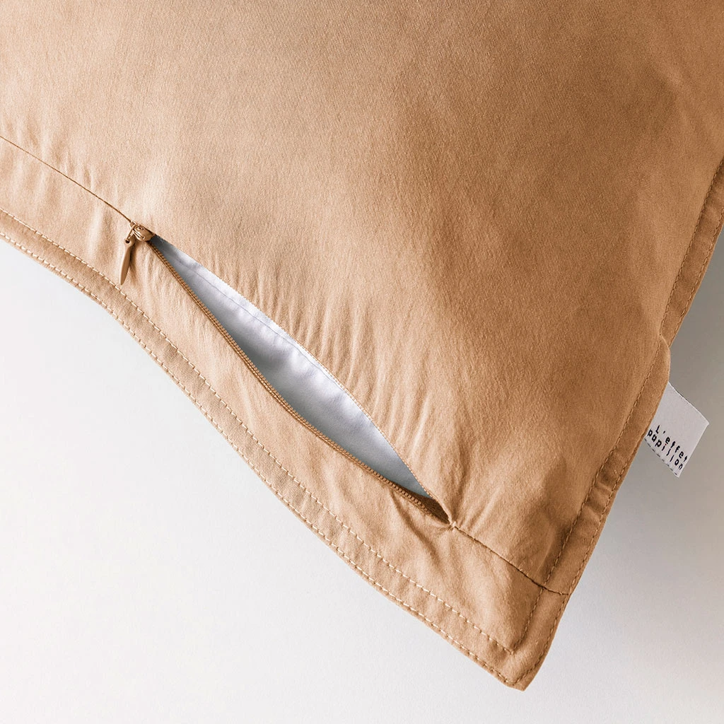 Taie D'oreiller En Lyocell Camel 50x70cm - Lysandre 4 Taie D'oreiller En Lyocell Camel 50x70cm - Lysandre – Image 2
